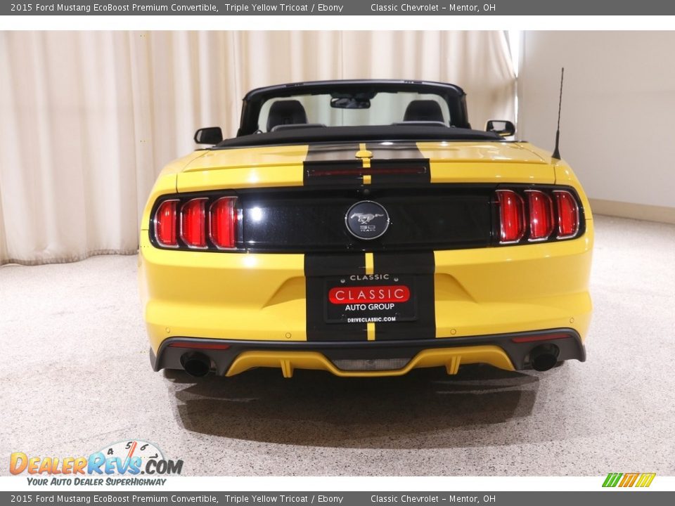 2015 Ford Mustang EcoBoost Premium Convertible Triple Yellow Tricoat / Ebony Photo #23