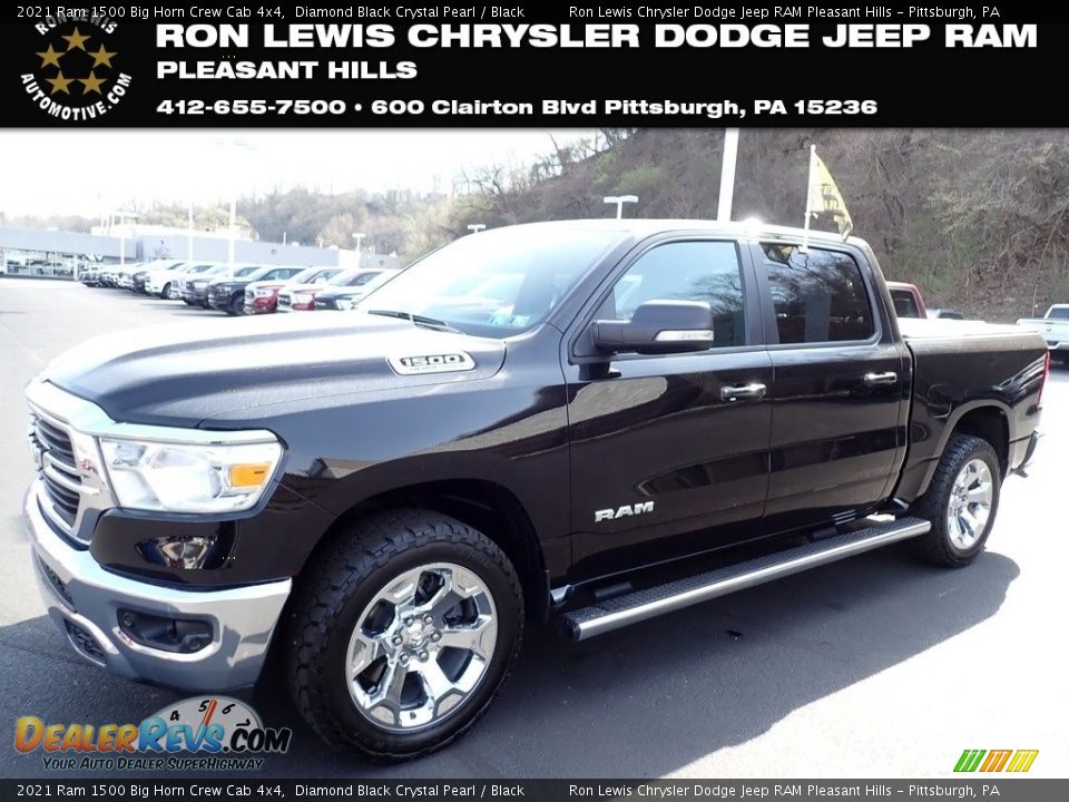 2021 Ram 1500 Big Horn Crew Cab 4x4 Diamond Black Crystal Pearl / Black Photo #1