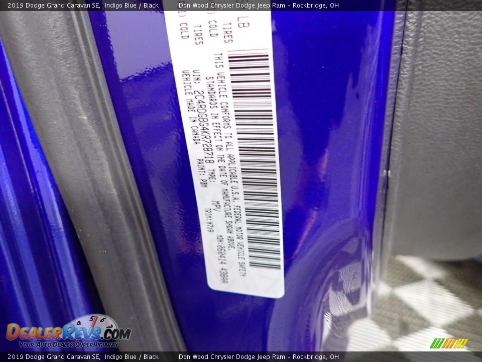 2019 Dodge Grand Caravan SE Indigo Blue / Black Photo #31