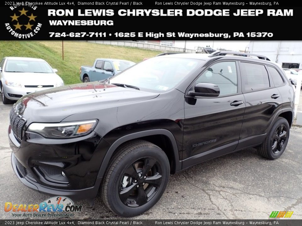 2023 Jeep Cherokee Altitude Lux 4x4 Diamond Black Crystal Pearl / Black Photo #1