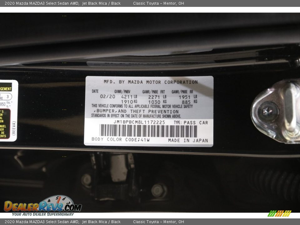 2020 Mazda MAZDA3 Select Sedan AWD Jet Black Mica / Black Photo #21