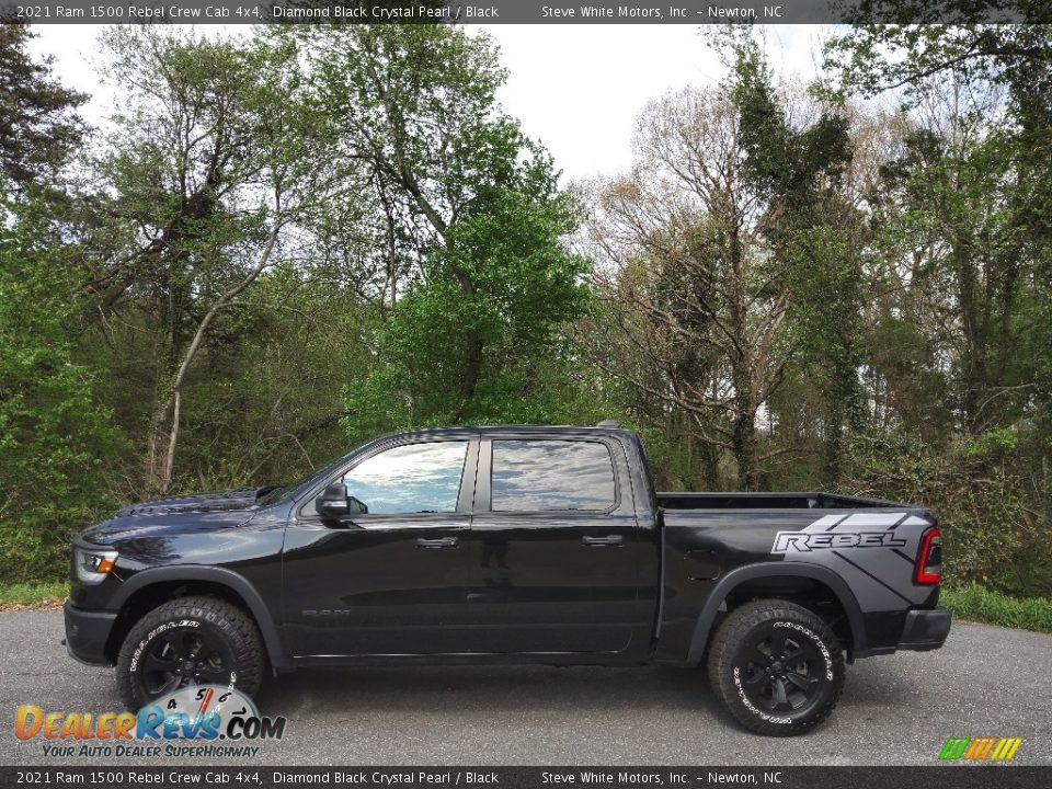 2021 Ram 1500 Rebel Crew Cab 4x4 Diamond Black Crystal Pearl / Black Photo #1