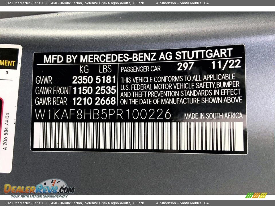 2023 Mercedes-Benz C 43 AMG 4Matic Sedan Selenite Gray Magno (Matte) / Black Photo #11