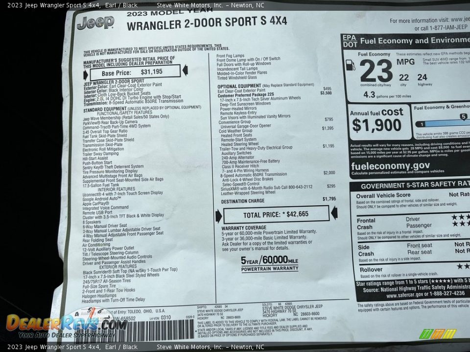 2023 Jeep Wrangler Sport S 4x4 Earl / Black Photo #25