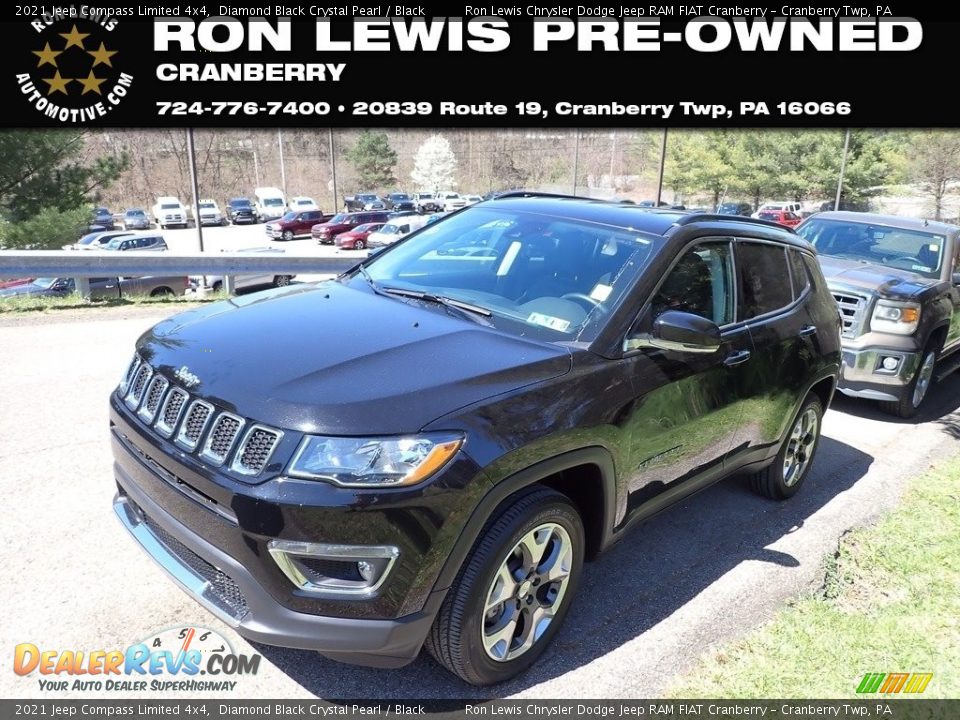 2021 Jeep Compass Limited 4x4 Diamond Black Crystal Pearl / Black Photo #1