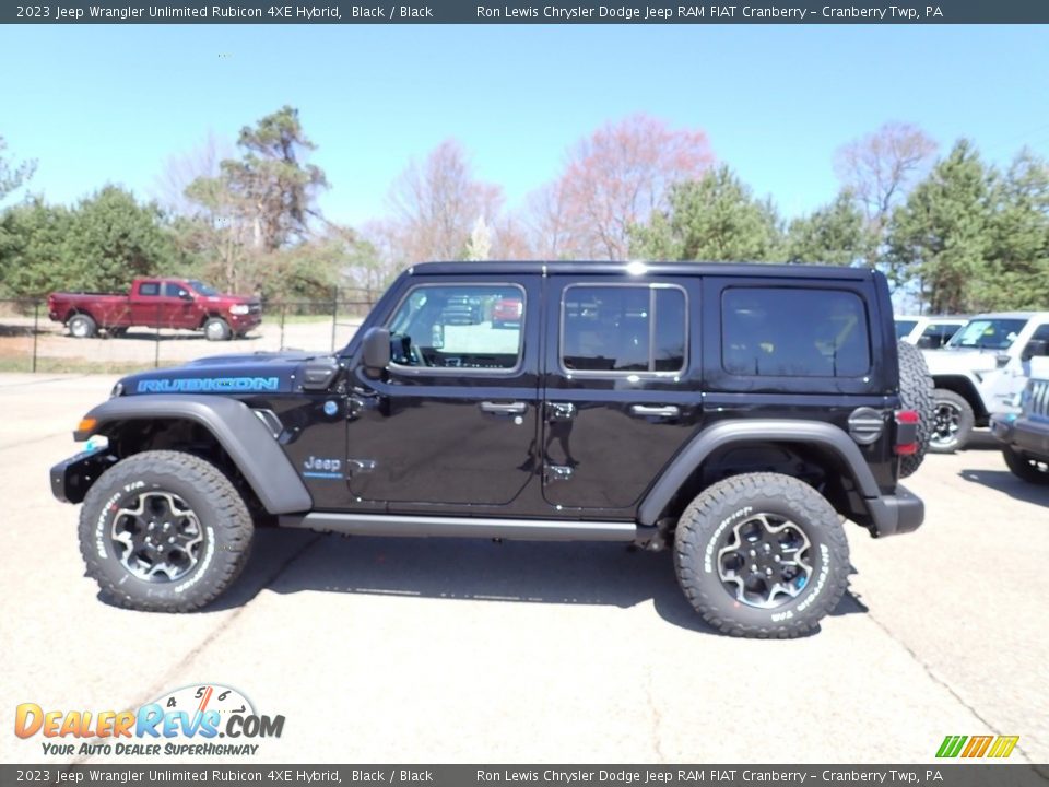 Black 2023 Jeep Wrangler Unlimited Rubicon 4XE Hybrid Photo #2