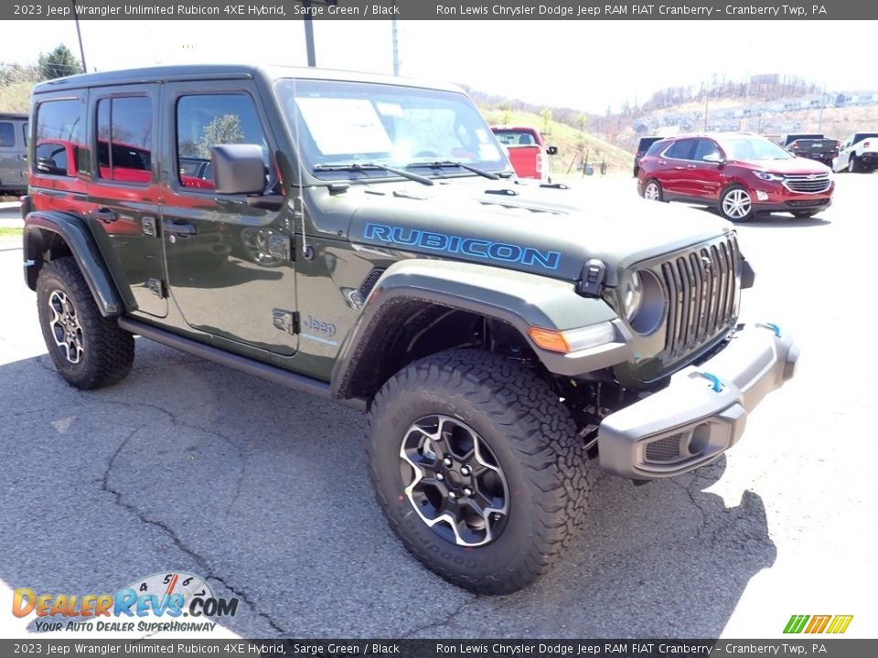 Front 3/4 View of 2023 Jeep Wrangler Unlimited Rubicon 4XE Hybrid Photo #7