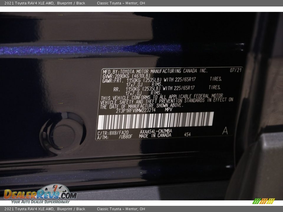 2021 Toyota RAV4 XLE AWD Blueprint / Black Photo #21