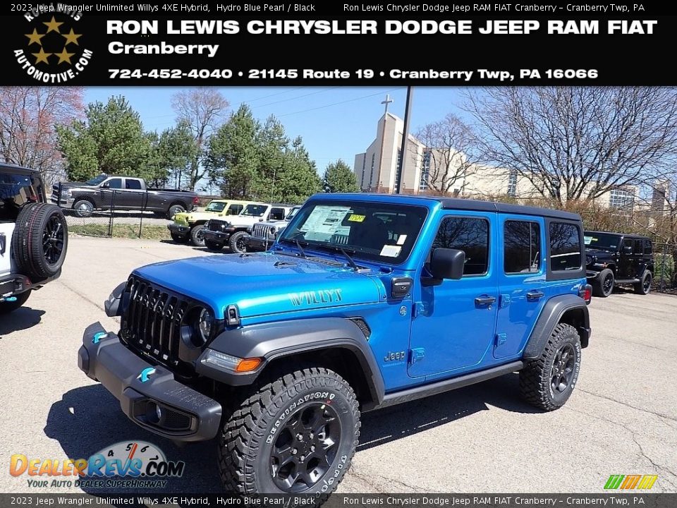 2023 Jeep Wrangler Unlimited Willys 4XE Hybrid Hydro Blue Pearl / Black Photo #1