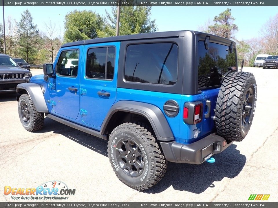 2023 Jeep Wrangler Unlimited Willys 4XE Hybrid Hydro Blue Pearl / Black Photo #3
