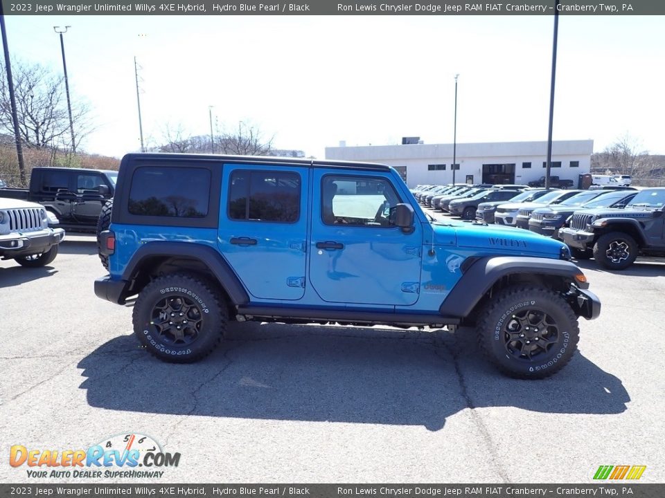2023 Jeep Wrangler Unlimited Willys 4XE Hybrid Hydro Blue Pearl / Black Photo #6