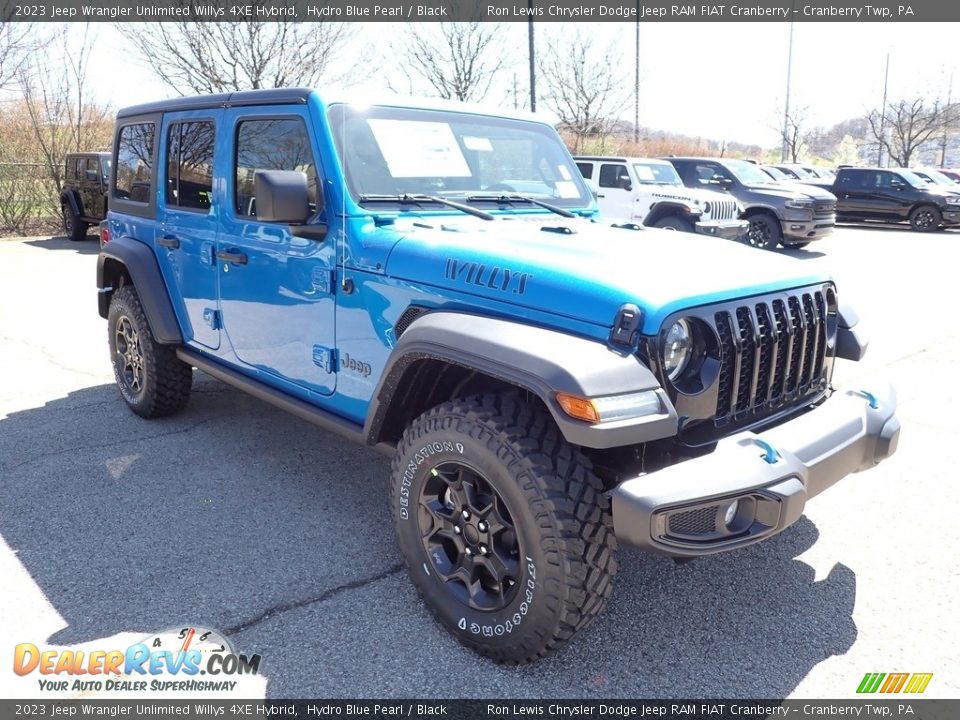 2023 Jeep Wrangler Unlimited Willys 4XE Hybrid Hydro Blue Pearl / Black Photo #7
