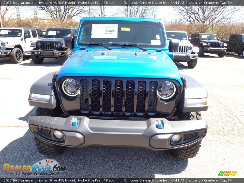 2023 Jeep Wrangler Unlimited Willys 4XE Hybrid Hydro Blue Pearl / Black Photo #8