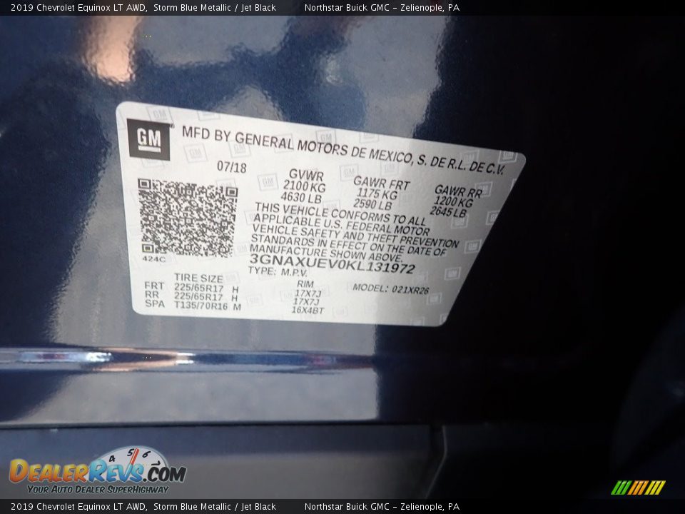 2019 Chevrolet Equinox LT AWD Storm Blue Metallic / Jet Black Photo #30