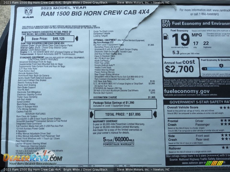 2023 Ram 1500 Big Horn Crew Cab 4x4 Bright White / Diesel Gray/Black Photo #28