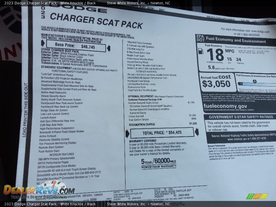 2023 Dodge Charger Scat Pack White Knuckle / Black Photo #30