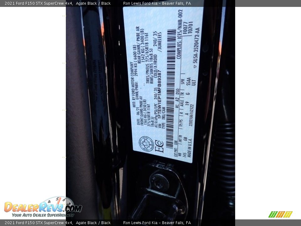 2021 Ford F150 STX SuperCrew 4x4 Agate Black / Black Photo #20
