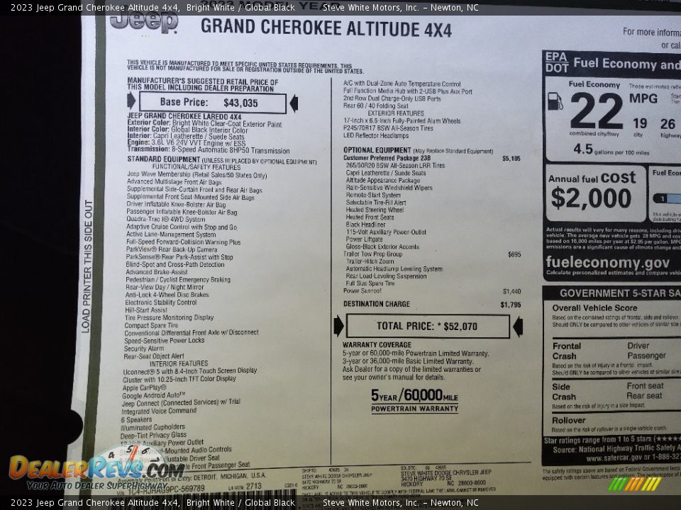 2023 Jeep Grand Cherokee Altitude 4x4 Bright White / Global Black Photo #29