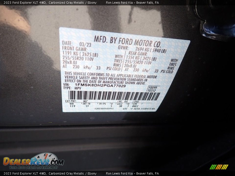 2023 Ford Explorer XLT 4WD Carbonized Gray Metallic / Ebony Photo #20