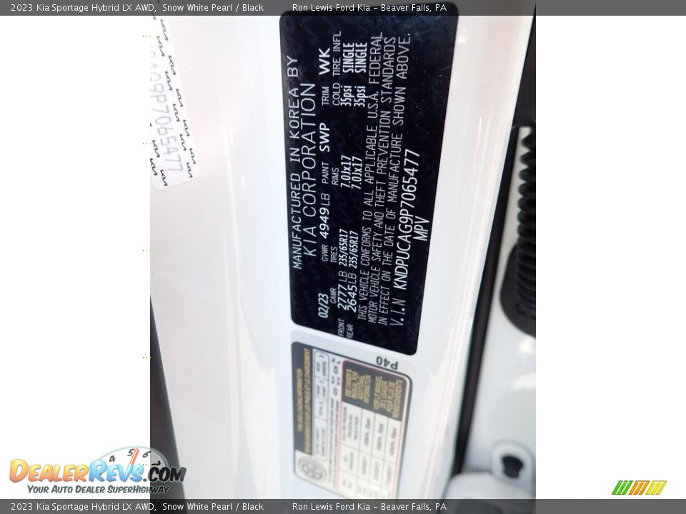 2023 Kia Sportage Hybrid LX AWD Snow White Pearl / Black Photo #20