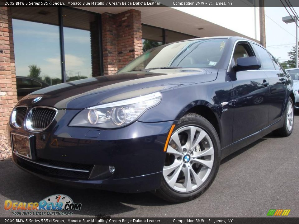 2009 BMW 5 Series 535xi Sedan Monaco Blue Metallic / Cream Beige Dakota Leather Photo #1