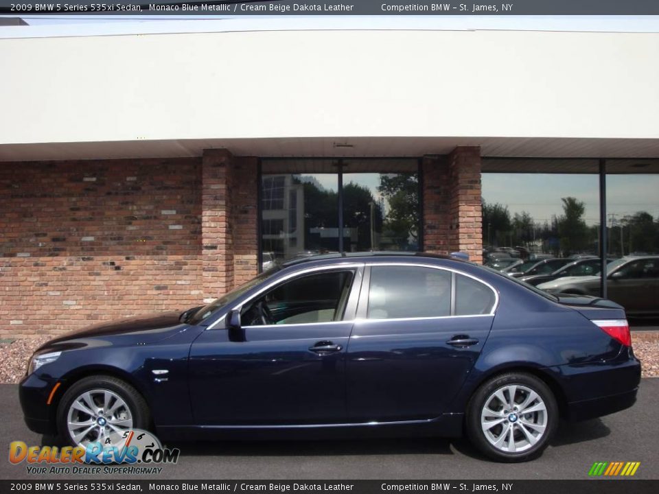 2009 BMW 5 Series 535xi Sedan Monaco Blue Metallic / Cream Beige Dakota Leather Photo #2