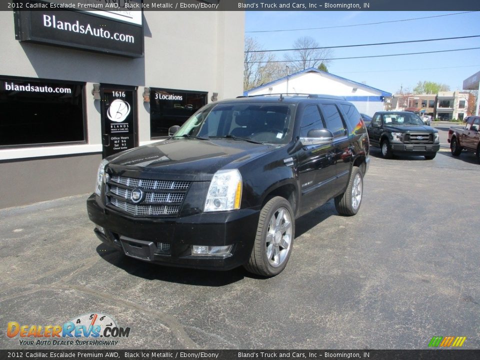 2012 Cadillac Escalade Premium AWD Black Ice Metallic / Ebony/Ebony Photo #2