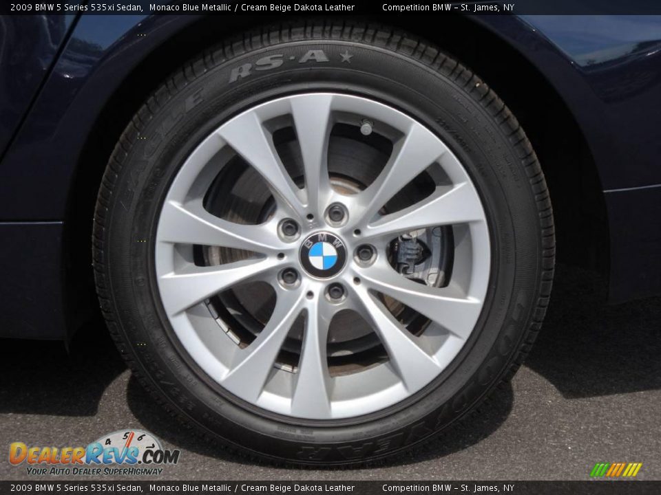 2009 BMW 5 Series 535xi Sedan Monaco Blue Metallic / Cream Beige Dakota Leather Photo #6