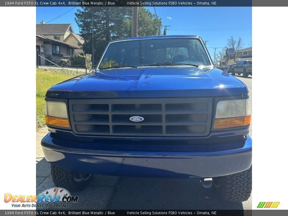 1994 Ford F350 XL Crew Cab 4x4 Brilliant Blue Metallic / Blue Photo #8