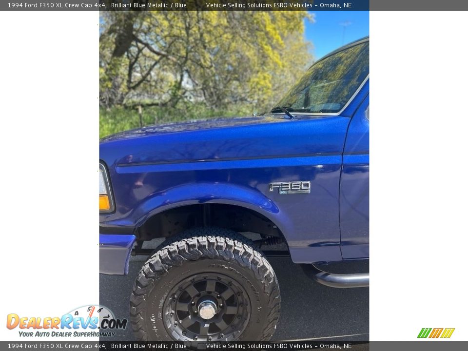 1994 Ford F350 XL Crew Cab 4x4 Brilliant Blue Metallic / Blue Photo #15