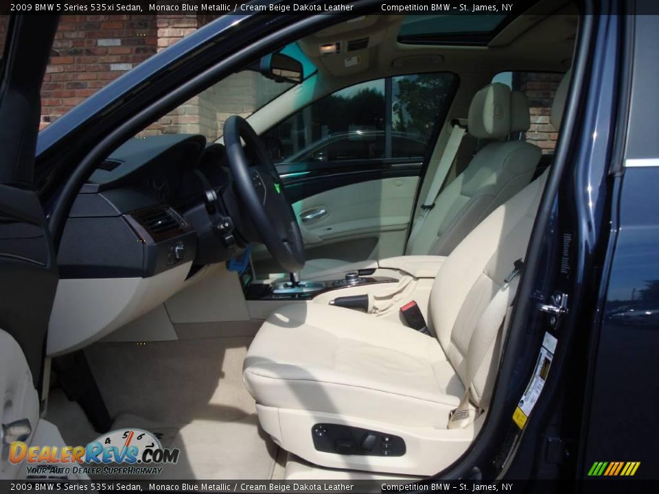 2009 BMW 5 Series 535xi Sedan Monaco Blue Metallic / Cream Beige Dakota Leather Photo #8