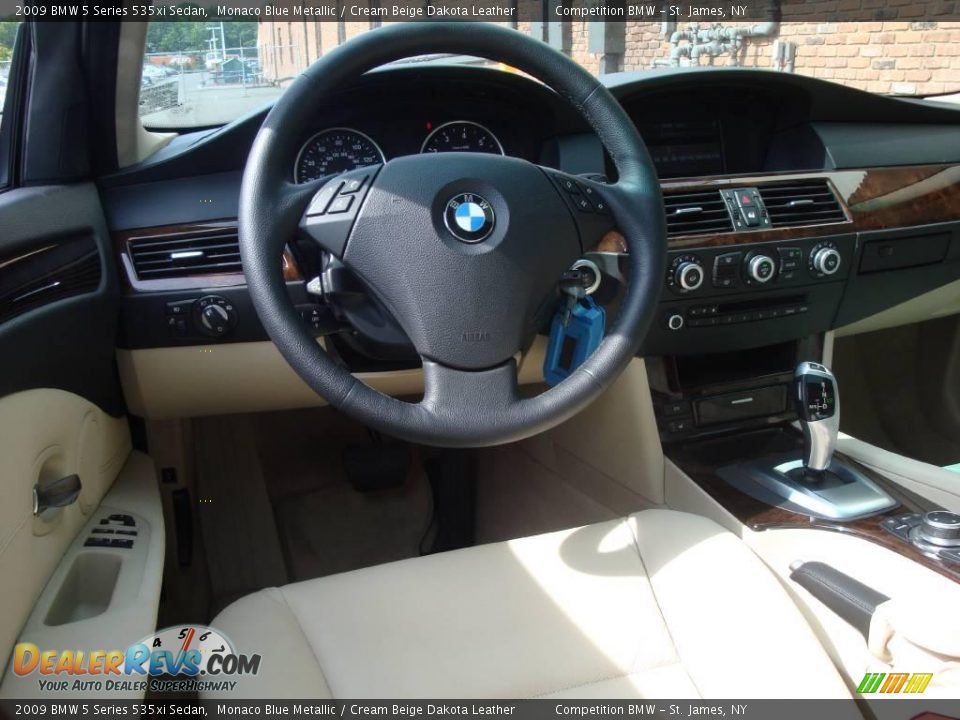 2009 BMW 5 Series 535xi Sedan Monaco Blue Metallic / Cream Beige Dakota Leather Photo #9