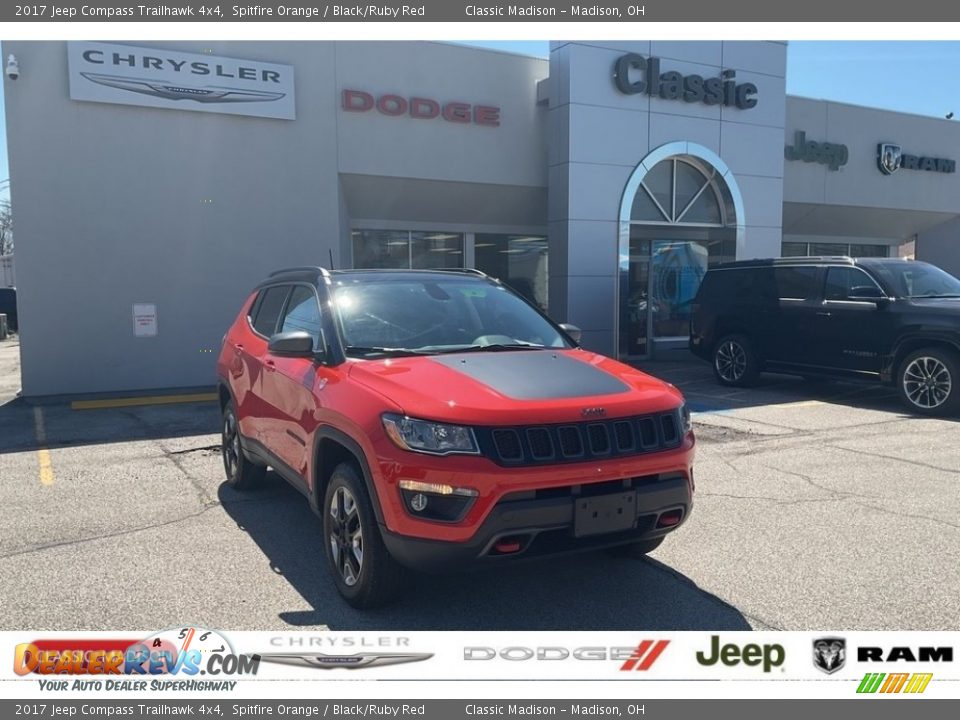 2017 Jeep Compass Trailhawk 4x4 Spitfire Orange / Black/Ruby Red Photo #1