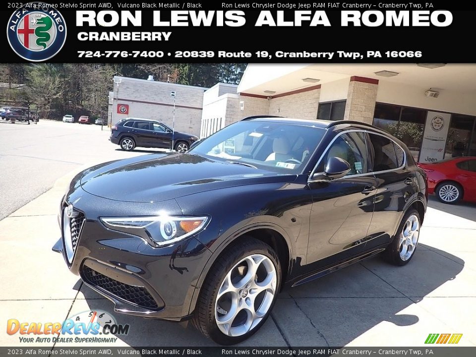 2023 Alfa Romeo Stelvio Sprint AWD Vulcano Black Metallic / Black Photo #1