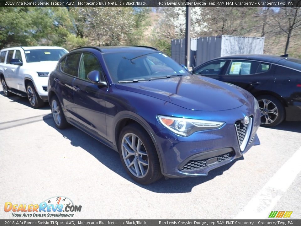 2018 Alfa Romeo Stelvio Ti Sport AWD Montecarlo Blue Metallic / Black/Black Photo #3