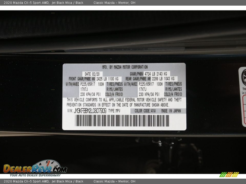 2020 Mazda CX-5 Sport AWD Jet Black Mica / Black Photo #20