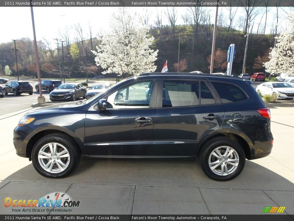 2011 Hyundai Santa Fe SE AWD Pacific Blue Pearl / Cocoa Black Photo #6