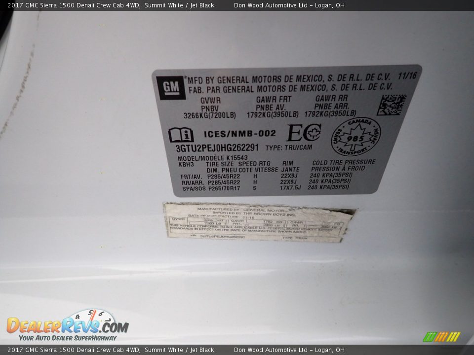 2017 GMC Sierra 1500 Denali Crew Cab 4WD Summit White / Jet Black Photo #33