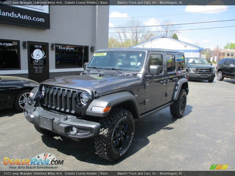 2022 Jeep Wrangler Unlimited Willys 4x4 Granite Crystal Metallic / Black Photo #2