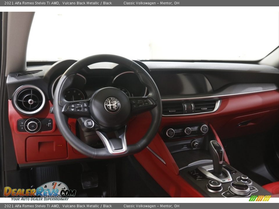 2021 Alfa Romeo Stelvio Ti AWD Vulcano Black Metallic / Black Photo #6