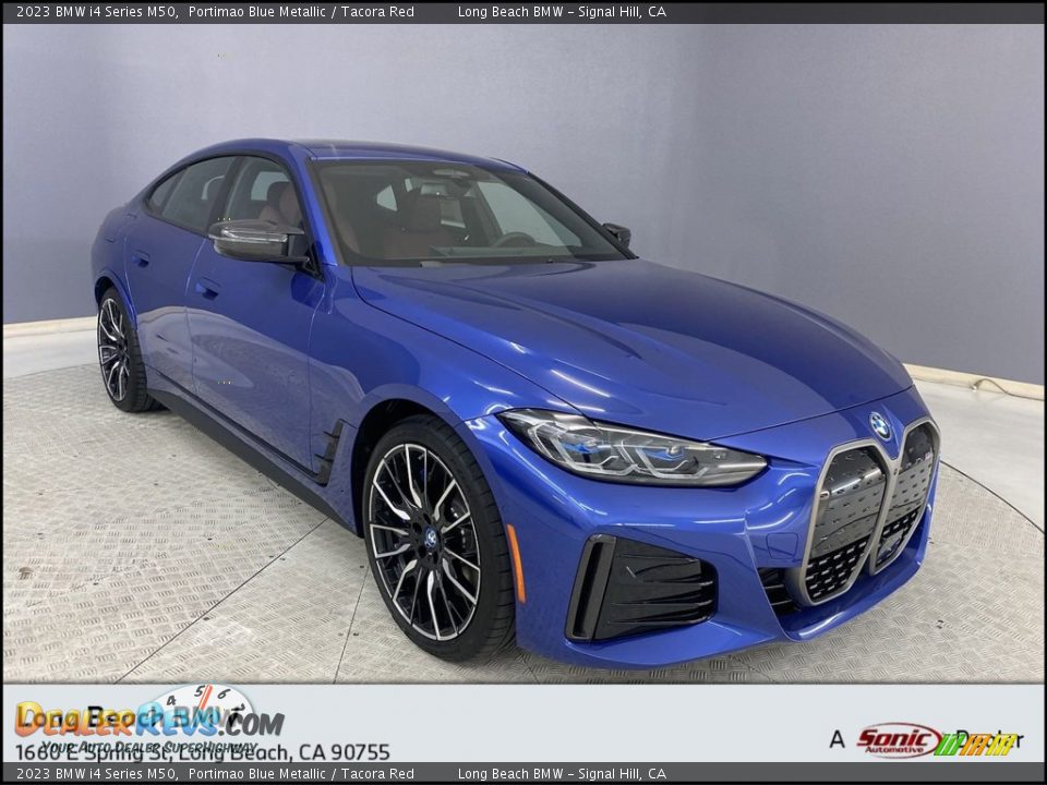 2023 BMW i4 Series M50 Portimao Blue Metallic / Tacora Red Photo #1