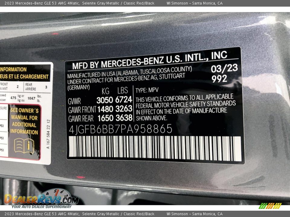 2023 Mercedes-Benz GLE 53 AMG 4Matic Selenite Gray Metallic / Classic Red/Black Photo #11