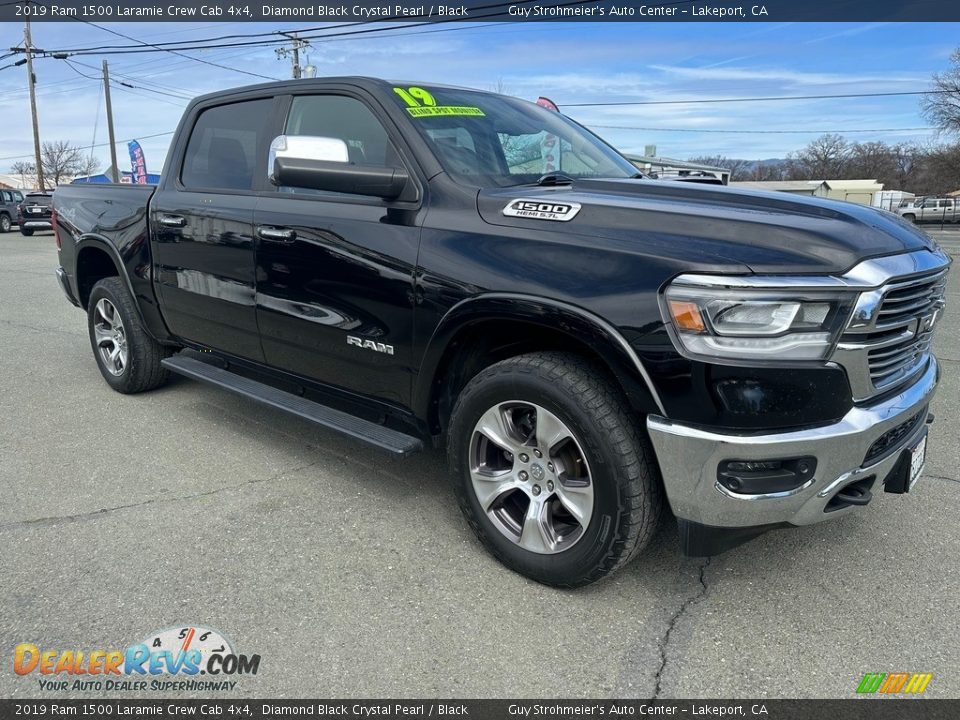 2019 Ram 1500 Laramie Crew Cab 4x4 Diamond Black Crystal Pearl / Black Photo #1