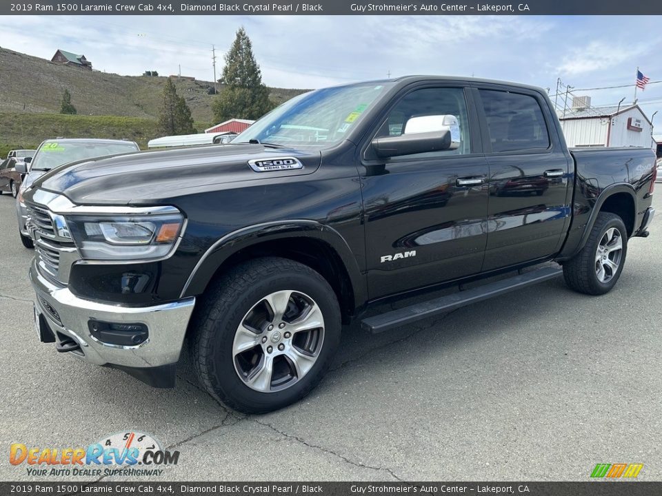 2019 Ram 1500 Laramie Crew Cab 4x4 Diamond Black Crystal Pearl / Black Photo #3