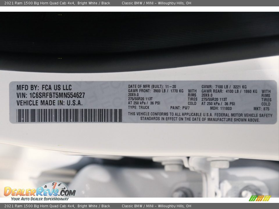2021 Ram 1500 Big Horn Quad Cab 4x4 Bright White / Black Photo #25