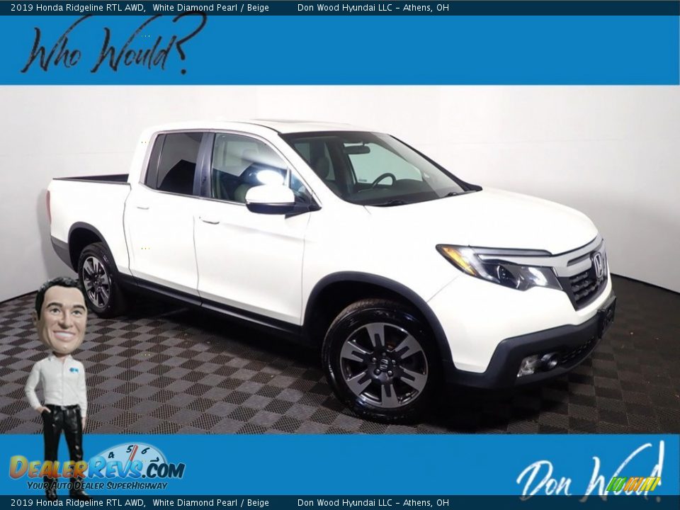 2019 Honda Ridgeline RTL AWD White Diamond Pearl / Beige Photo #1