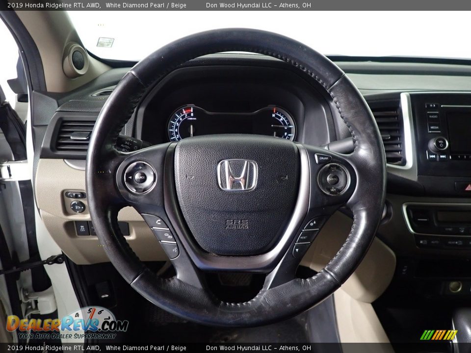 2019 Honda Ridgeline RTL AWD White Diamond Pearl / Beige Photo #25