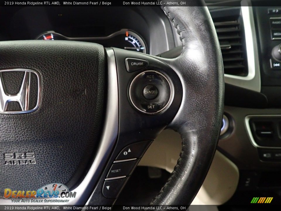 2019 Honda Ridgeline RTL AWD White Diamond Pearl / Beige Photo #28