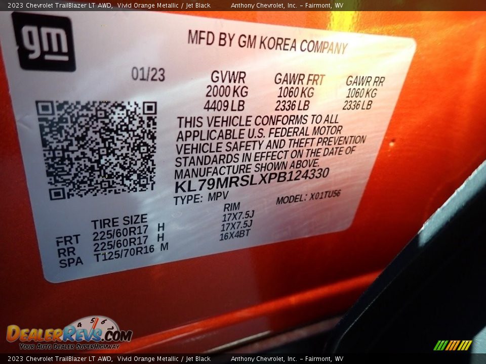 2023 Chevrolet TrailBlazer LT AWD Vivid Orange Metallic / Jet Black Photo #15