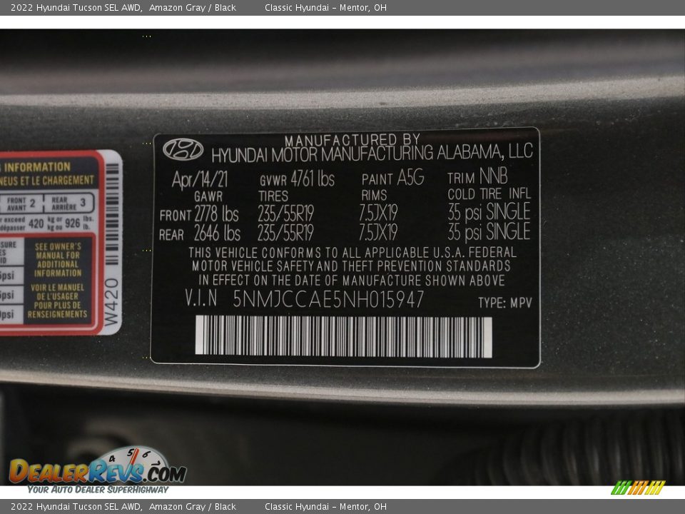 2022 Hyundai Tucson SEL AWD Amazon Gray / Black Photo #21